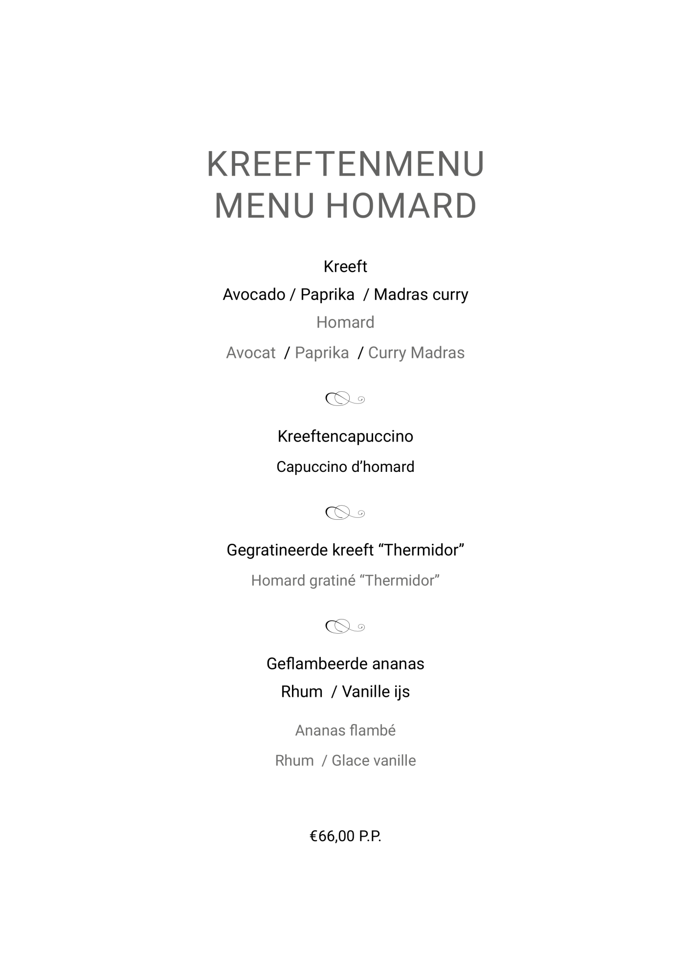 KREEFTENMENU