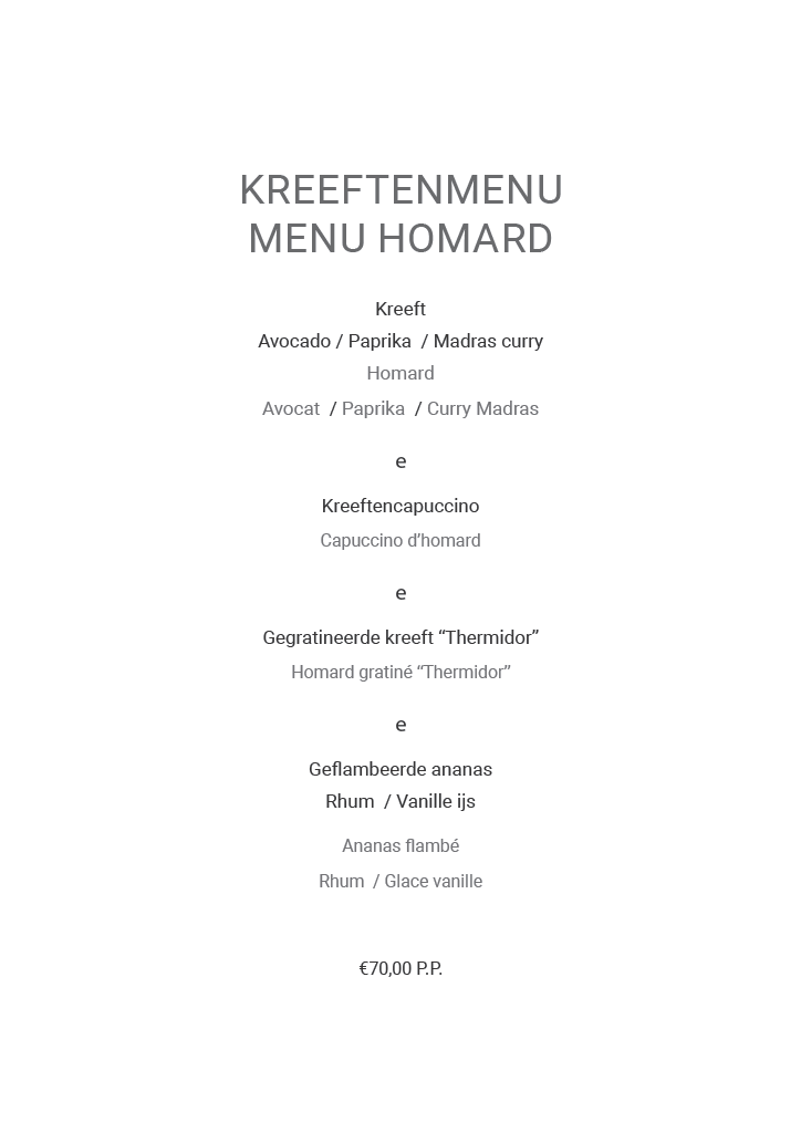 KREEFTENMENU